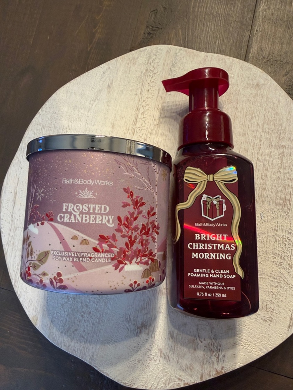 New Bath & Body Works Frosted Cranberry Candle & Bright Christmas Morning Soap